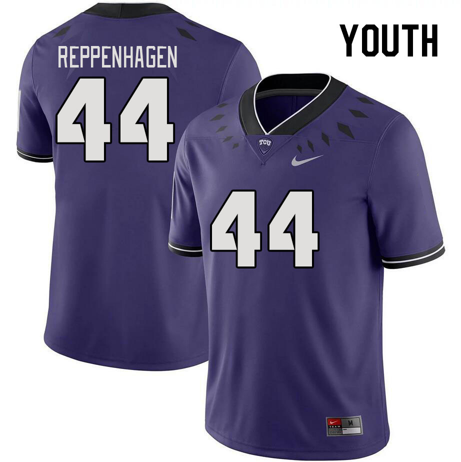 Youth #44 Ben Reppenhagen TCU Horned Frogs 2023 College Footbal Jerseys Stitched-Purple - Click Image to Close